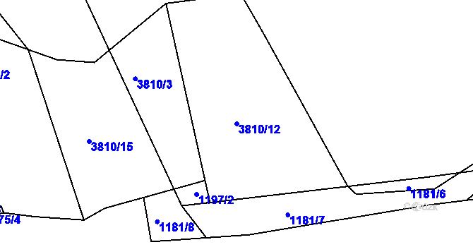 Parcela st. 3810/12 v KÚ Jezbiny, Katastrální mapa