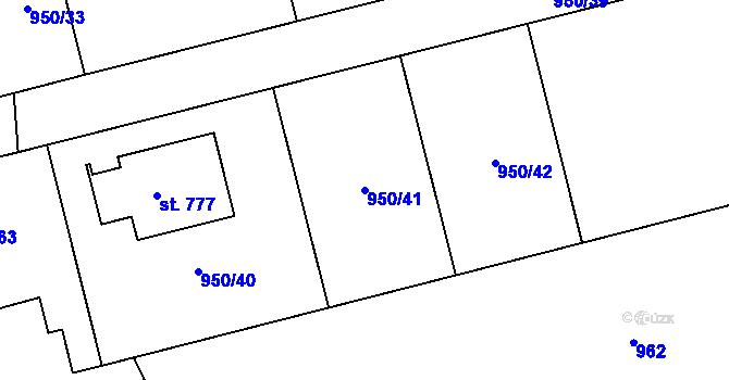 Parcela st. 950/41 v KÚ Jezbiny, Katastrální mapa