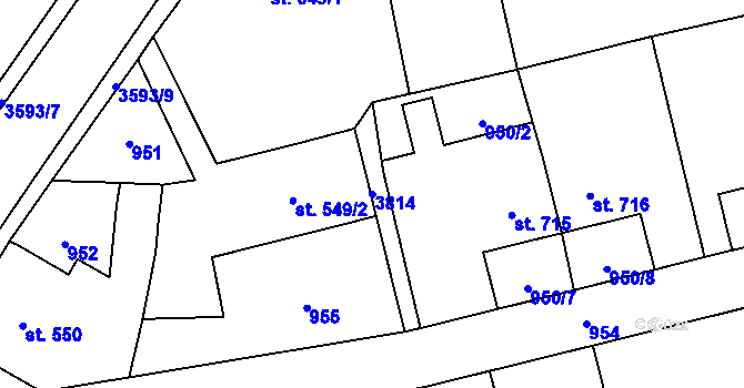 Parcela st. 3814 v KÚ Jezbiny, Katastrální mapa
