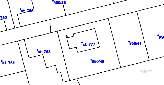 Parcela st. 777 v KÚ Jezbiny, Katastrální mapa