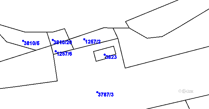 Parcela st. 3823 v KÚ Jezbiny, Katastrální mapa