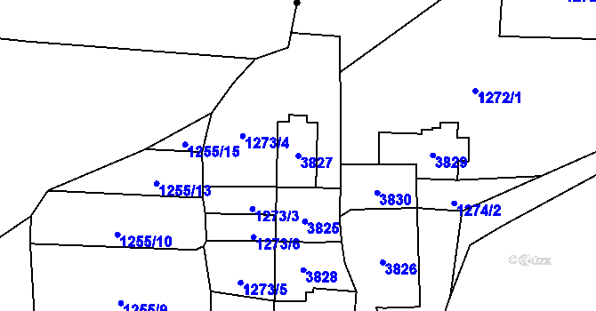 Parcela st. 3827 v KÚ Jezbiny, Katastrální mapa