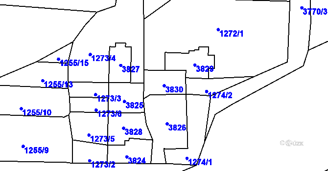 Parcela st. 3830 v KÚ Jezbiny, Katastrální mapa
