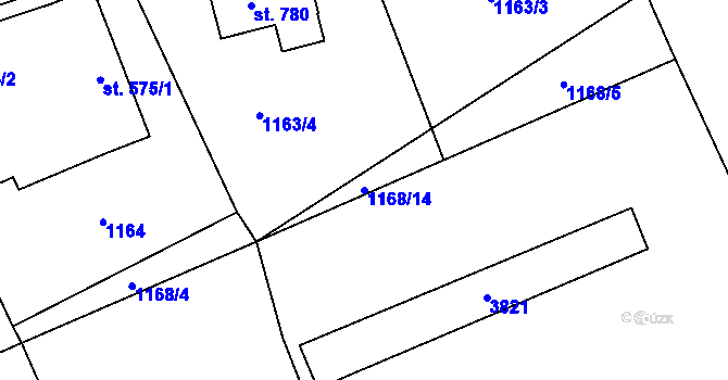 Parcela st. 1168/14 v KÚ Jezbiny, Katastrální mapa