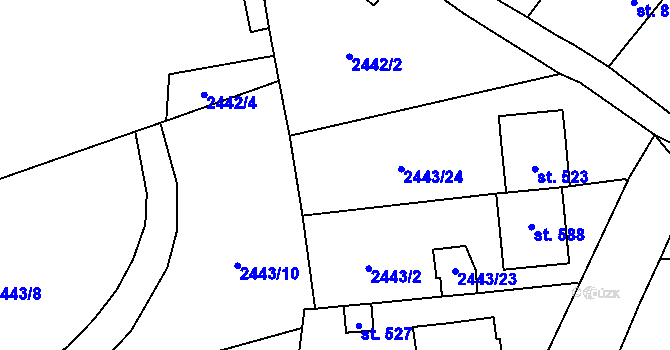 Parcela st. 2443/33 v KÚ Jaroměřice, Katastrální mapa
