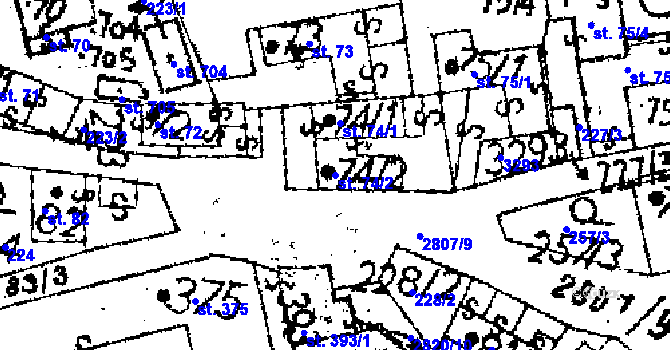 Parcela st. 74/2 v KÚ Jaroměřice, Katastrální mapa