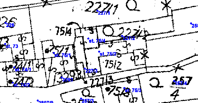 Parcela st. 75/2 v KÚ Jaroměřice, Katastrální mapa