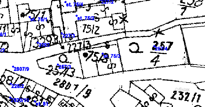 Parcela st. 75/3 v KÚ Jaroměřice, Katastrální mapa