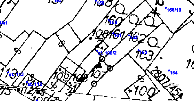 Parcela st. 108/2 v KÚ Jaroměřice, Katastrální mapa