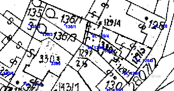 Parcela st. 129/2 v KÚ Jaroměřice, Katastrální mapa