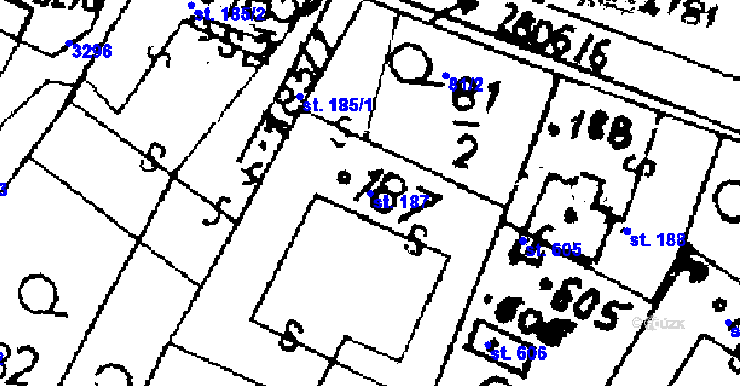 Parcela st. 187 v KÚ Jaroměřice, Katastrální mapa