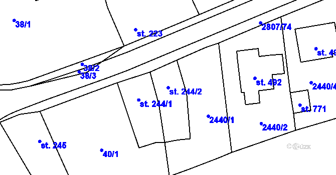 Parcela st. 244/2 v KÚ Jaroměřice, Katastrální mapa