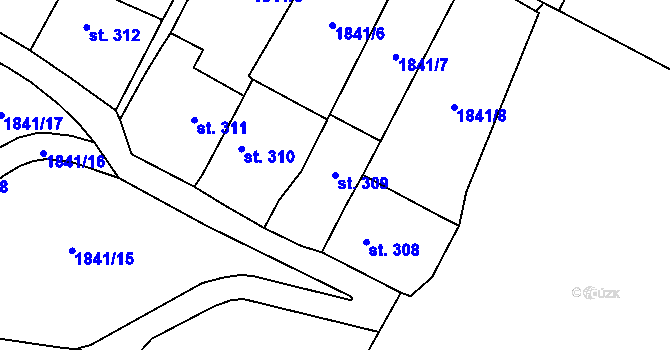 Parcela st. 309 v KÚ Jaroměřice, Katastrální mapa