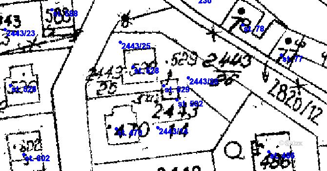 Parcela st. 529 v KÚ Jaroměřice, Katastrální mapa