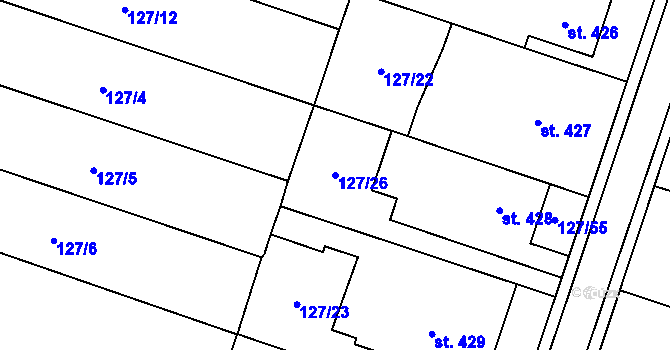 Parcela st. 127/26 v KÚ Jaroměřice, Katastrální mapa