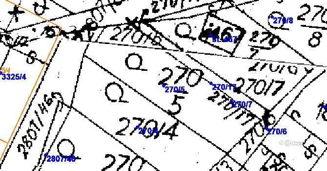 Parcela st. 270/5 v KÚ Jaroměřice, Katastrální mapa