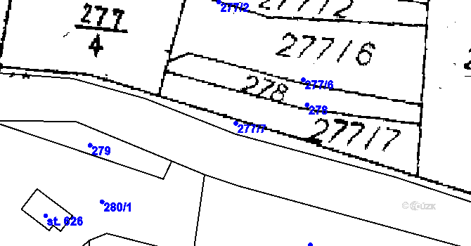 Parcela st. 277/7 v KÚ Jaroměřice, Katastrální mapa