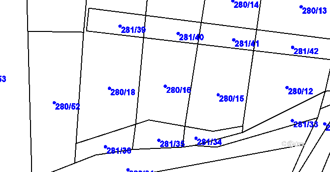 Parcela st. 280/16 v KÚ Jaroměřice, Katastrální mapa