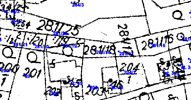 Parcela st. 281/18 v KÚ Jaroměřice, Katastrální mapa