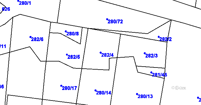 Parcela st. 282/4 v KÚ Jaroměřice, Katastrální mapa