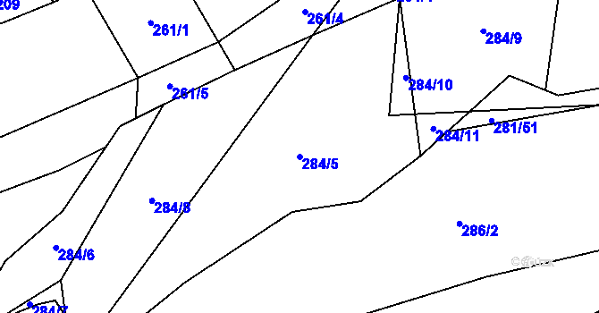 Parcela st. 284/5 v KÚ Jaroměřice, Katastrální mapa