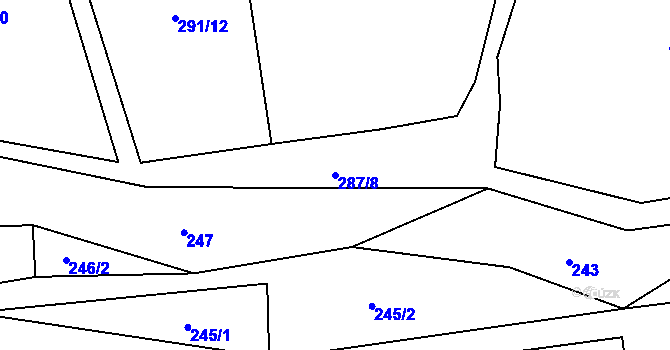 Parcela st. 287/8 v KÚ Jaroměřice, Katastrální mapa