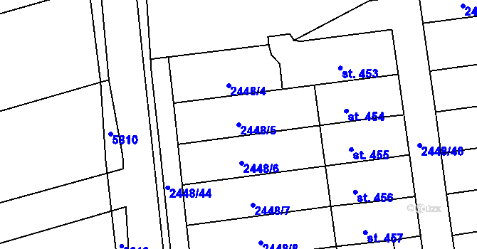 Parcela st. 2448/5 v KÚ Jaroměřice, Katastrální mapa