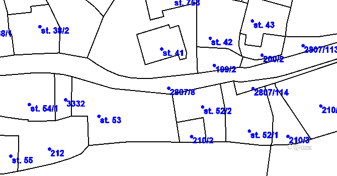 Parcela st. 2807/8 v KÚ Jaroměřice, Katastrální mapa
