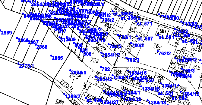 Parcela st. 2854/19 v KÚ Jaroměřice, Katastrální mapa