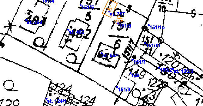Parcela st. 652 v KÚ Jaroměřice, Katastrální mapa