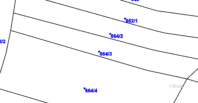 Parcela st. 664/3 v KÚ Jaroměřice, Katastrální mapa