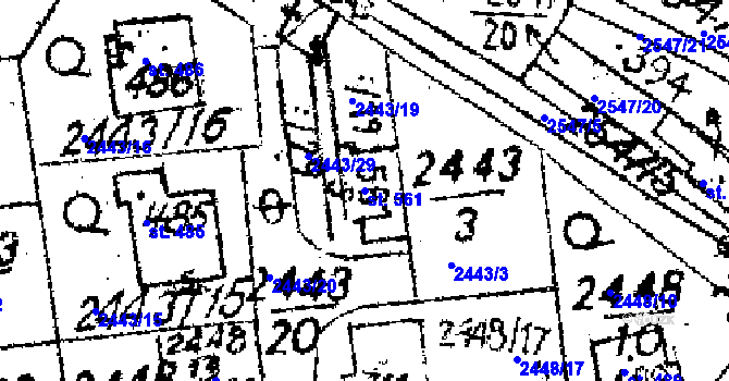 Parcela st. 561 v KÚ Jaroměřice, Katastrální mapa