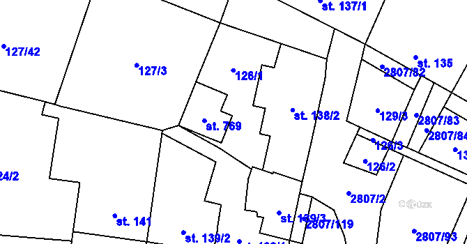 Parcela st. 138/1 v KÚ Jaroměřice, Katastrální mapa