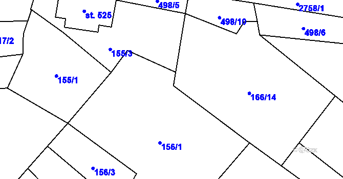 Parcela st. 166/22 v KÚ Jaroměřice, Katastrální mapa