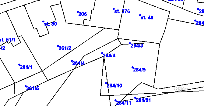 Parcela st. 284/4 v KÚ Jaroměřice, Katastrální mapa