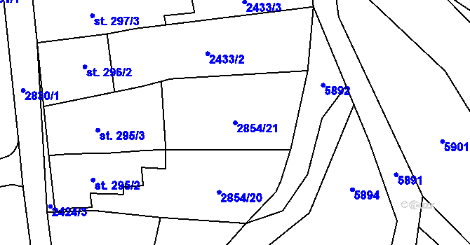 Parcela st. 2854/21 v KÚ Jaroměřice, Katastrální mapa