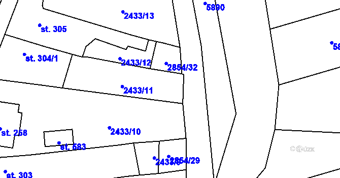 Parcela st. 2854/31 v KÚ Jaroměřice, Katastrální mapa