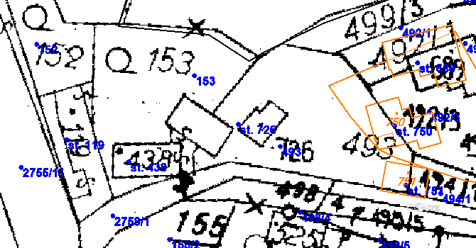 Parcela st. 726 v KÚ Jaroměřice, Katastrální mapa