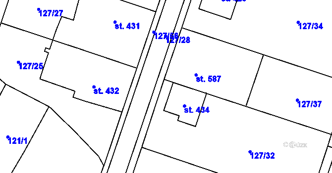 Parcela st. 127/54 v KÚ Jaroměřice, Katastrální mapa