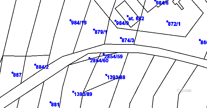 Parcela st. 2854/59 v KÚ Jaroměřice, Katastrální mapa