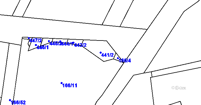 Parcela st. 441/2 v KÚ Jaroměřice, Katastrální mapa