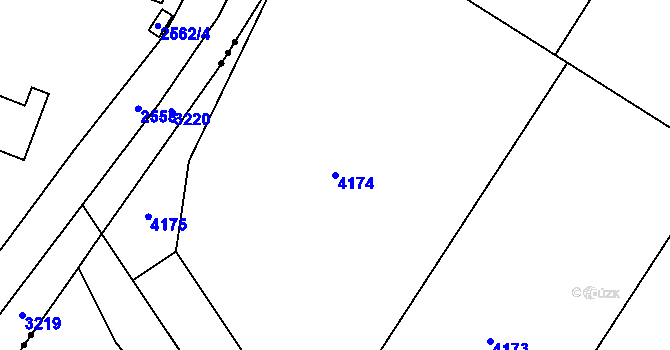 Parcela st. 4174 v KÚ Jaroměřice, Katastrální mapa