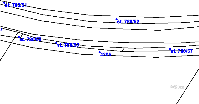 Parcela st. 4206 v KÚ Jaroměřice, Katastrální mapa