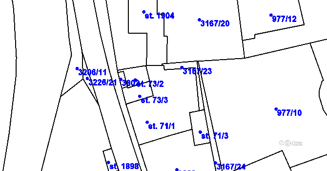 Parcela st. 73/1 v KÚ Jaroměřice nad Rokytnou, Katastrální mapa