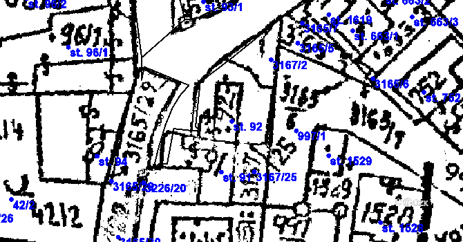 Parcela st. 92 v KÚ Jaroměřice nad Rokytnou, Katastrální mapa
