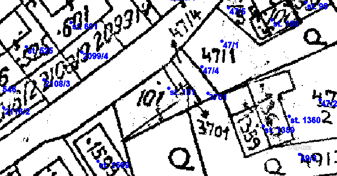 Parcela st. 101 v KÚ Jaroměřice nad Rokytnou, Katastrální mapa