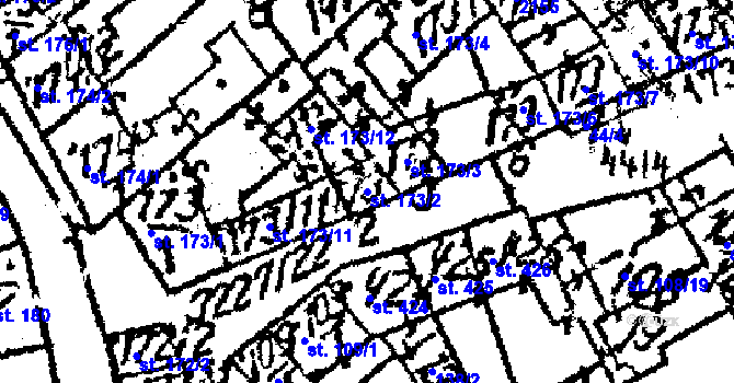 Parcela st. 173/2 v KÚ Jaroměřice nad Rokytnou, Katastrální mapa
