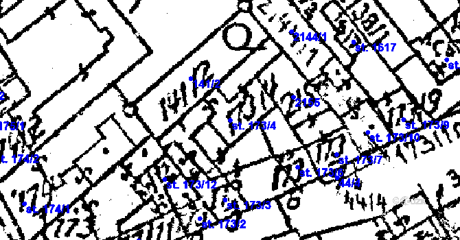 Parcela st. 173/4 v KÚ Jaroměřice nad Rokytnou, Katastrální mapa