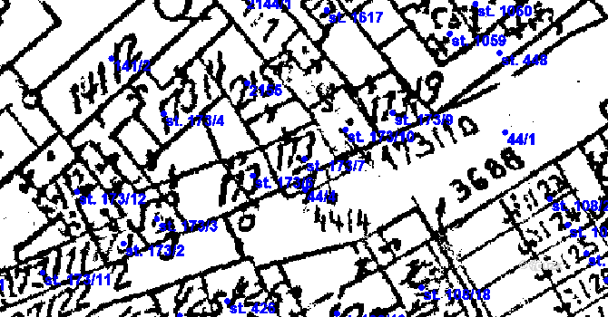 Parcela st. 173/7 v KÚ Jaroměřice nad Rokytnou, Katastrální mapa