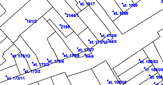 Parcela st. 173/8 v KÚ Jaroměřice nad Rokytnou, Katastrální mapa